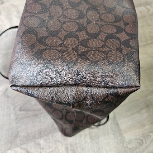 COACH Signature Canvas Tote Bag - Brown and Black - Picture 7 of 12